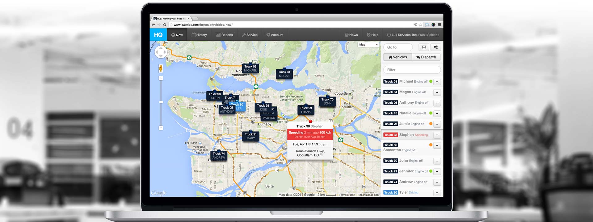 HQ real-time vehicle tracking